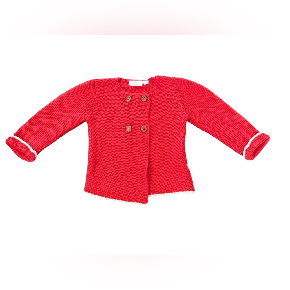 Elegant Baby Red chunky button up sweater